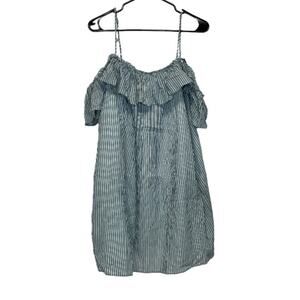 Greylin Natalia Off The Shoulder Blue & White Striped Mini Dress Size L‎